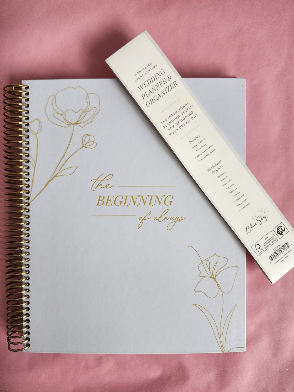 NEW Blue Sky White & Gold 'The Beginning of Always' Wedding Planner Organizer
